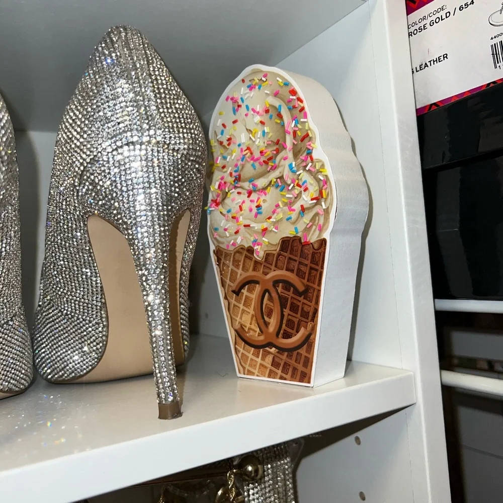 🍦 Chanel Ice Cream Cone Wall/Closet Decor Plaque – Girly Luxe Accent💕